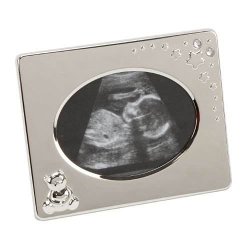 Babys Scan Silverplated frame with Teddy Bear and Stars - hanrattycraftsgifts.co.uk