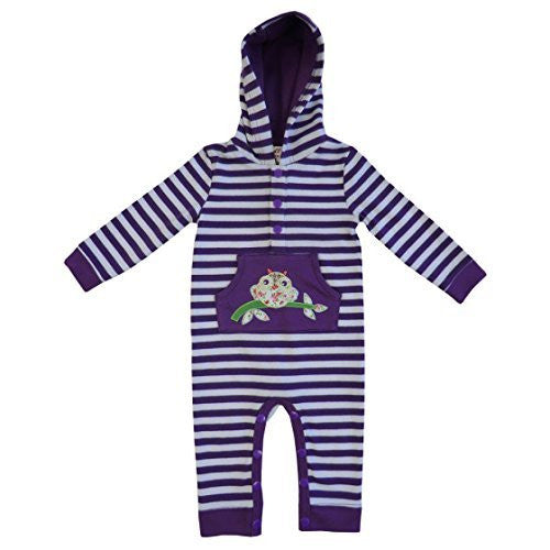 powell craft owl purple strippy hooded jumpsuit 6 - 12 months - hanrattycraftsgifts.co.uk