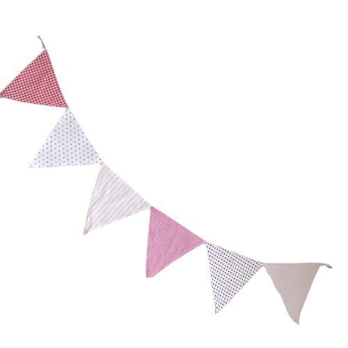 powell craft Bunting - Pink - 3m - Double Sided - 100% Cotton - Powell Craft - hanrattycraftsgifts.co.uk