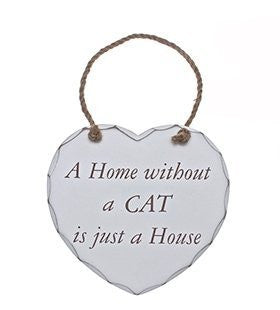 A Home Without A Cat Is Just A Home Heart Plaque Large Shabby Chic Heart - hanrattycraftsgifts.co.uk