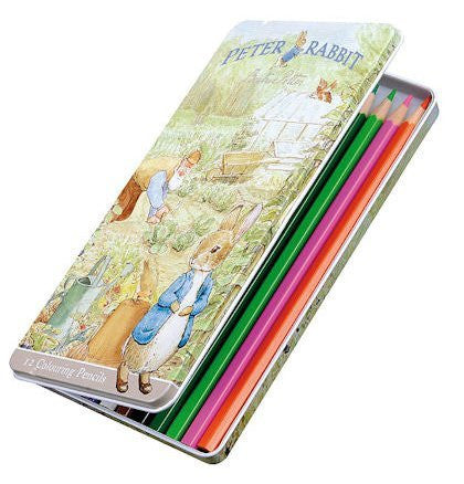 peter rabbit  12 colouring pencils in tin - hanrattycraftsgifts.co.uk