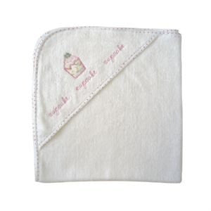 Powell Craft Cupcake Baby Girls Hooded Towel - A great new baby gift! - hanrattycraftsgifts.co.uk
