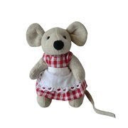 Powell Craft Smal Mouse with Red Gingham Dress & Apron- 10cm - hanrattycraftsgifts.co.uk
