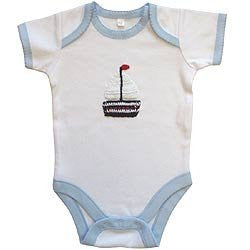 Powell Craft 100% Cotton Embroidered Boat Babygrow 0-6m - hanrattycraftsgifts.co.uk