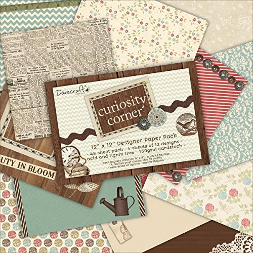 Curiosity Corner Designer 12x12" Paper Pad 36 Sheet (Vintage Card Decoupage) - hanrattycraftsgifts.co.uk