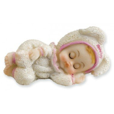 club green white /pink baby sleeping cake topper - hanrattycraftsgifts.co.uk