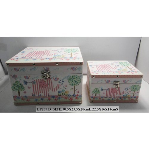 Pink Cavania 'Little Bird & Ellie' Toy Box - Set of Two - hanrattycraftsgifts.co.uk
