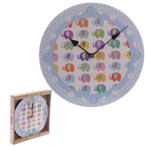 Puckator CKP84 Printed Wall Clock, Elephants Design - hanrattycraftsgifts.co.uk
