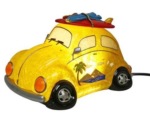 CHILDS NIGHT GLOW LAMP NIGHT LIGHT YELLOW BEETLE SURF BOARD 19164 - hanrattycraftsgifts.co.uk