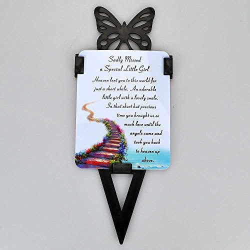 Little Girl Memorial Remembrance Vers mit Grave Schmetterling Erdspieß - hanrattycraftsgifts.co.uk