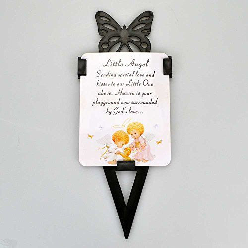 Little Angel Memorial Remembrance Verse With Grave Butterfly Ground Stake - hanrattycraftsgifts.co.uk