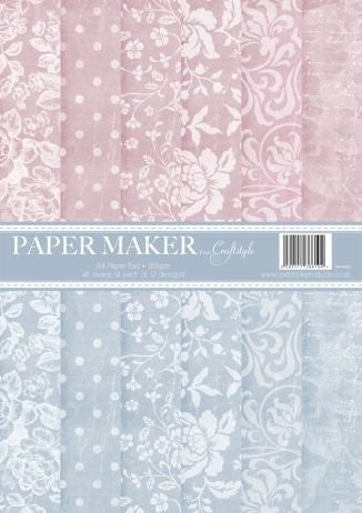 Craftstyle A4 Block 48 Blatt Pale Blue, Pale Pink, - hanrattycraftsgifts.co.uk