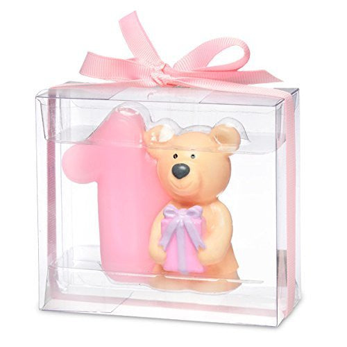 Teddy bear with number 1. 80 x 35 x 70mm. pink - hanrattycraftsgifts.co.uk