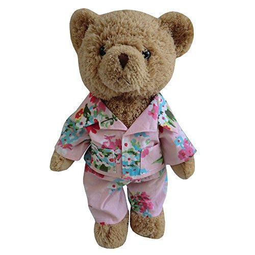 TEDDY BEAR WITH PINK FLORAL PJ'S - hanrattycraftsgifts.co.uk