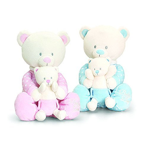 keel 25cm baby bear in onesie suit blue with teddy - hanrattycraftsgifts.co.uk