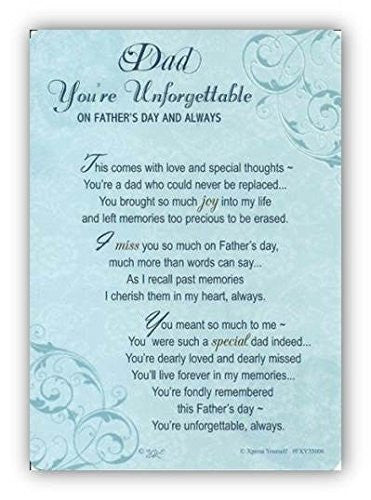 Xpress Yourself Dad You're Unforgettable Father's Day Graveside Memorial Card & Holder 5.75" x 4" - hanrattycraftsgifts.co.uk