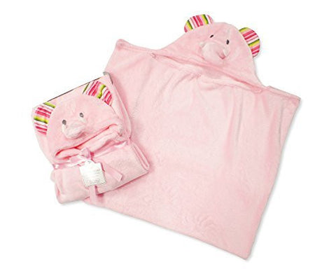 Supersoft Superior Quality Velour Baby Hooded Wrap - Pink Elephant Design - hanrattycraftsgifts.co.uk