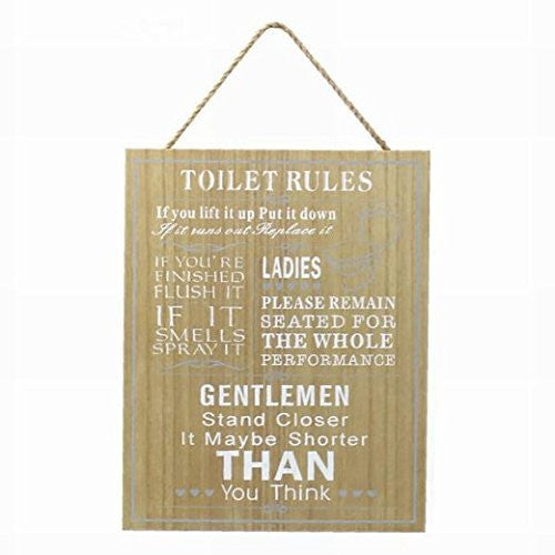 Targa in legno, motivo: toilette "le regole" - hanrattycraftsgifts.co.uk