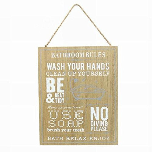 Wooden Sign: Bathroom Rules - hanrattycraftsgifts.co.uk