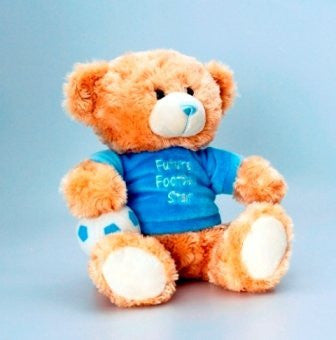 Deluxe Cuddles Bear 25cm Wearing T-Shirt - Future Football Star (SN3892) - hanrattycraftsgifts.co.uk