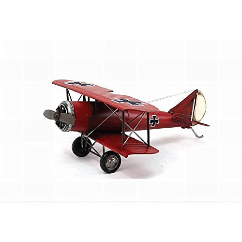 Large Red Metal WW1 German Bi-Plane - hanrattycraftsgifts.co.uk
