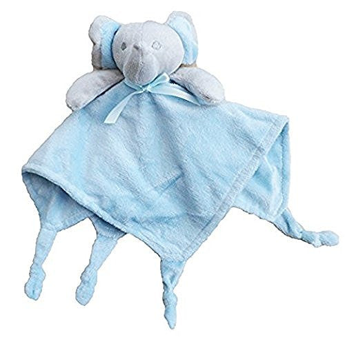 Gorgeous Blue Elephant Supersoft Plush Velour Baby Comforter With Knotted Corners - hanrattycraftsgifts.co.uk