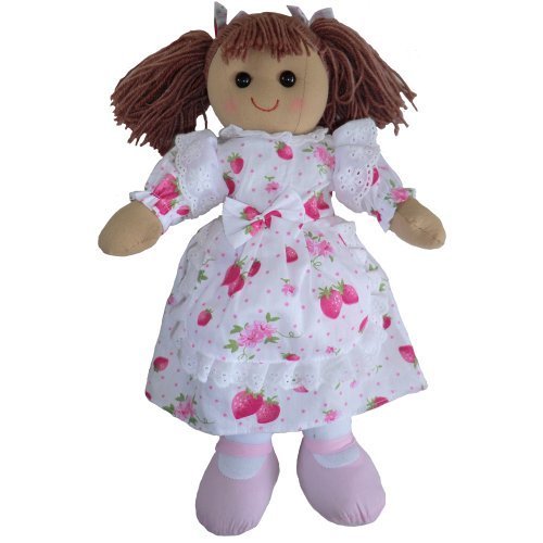 Rag Doll - Strawberry Dress - Handmade - Large 40cms - Powell Craft - hanrattycraftsgifts.co.uk