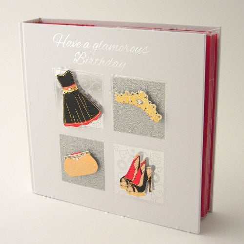 Happy Glamorous Birthday 3D Cover Photo Album in Gift Box. Coordinating Coloured Pages - hanrattycraftsgifts.co.uk