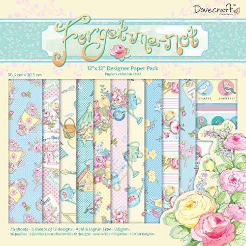 Helz Cuppleditch Forget Me Not 12 x 12 cm Paper Pack - hanrattycraftsgifts.co.uk