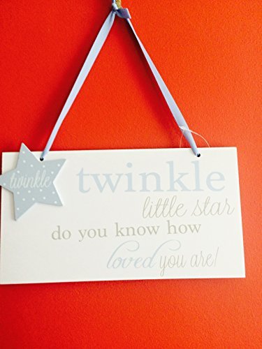 Blue Twinkle little star do you know how loved you are wooden hanging plaque - hanrattycraftsgifts.co.uk