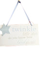 Blue Twinkle little star do you know how loved you are wooden hanging plaque - hanrattycraftsgifts.co.uk