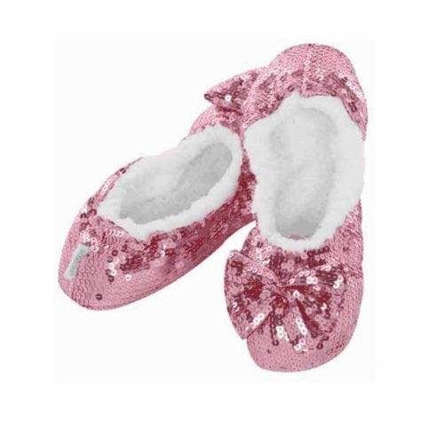 Snoozies Ballerina Bling Kids Childrens Fluffy Slippers (Large | 2-3, Pink) - hanrattycraftsgifts.co.uk