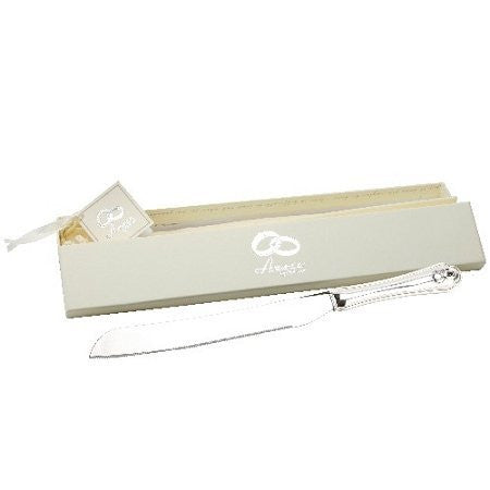 Silverplated Cake Knife with 2 Wedding Rings - hanrattycraftsgifts.co.uk