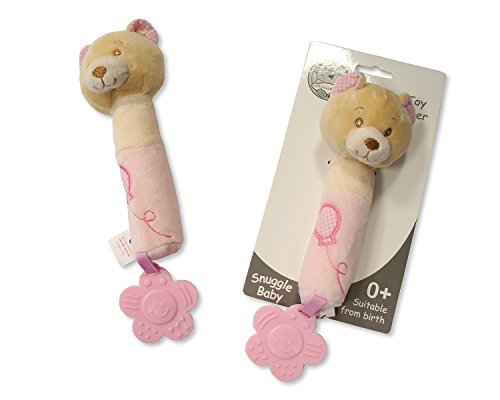 Baby Teether Rattle Soft Toy Gift (Pink) - hanrattycraftsgifts.co.uk