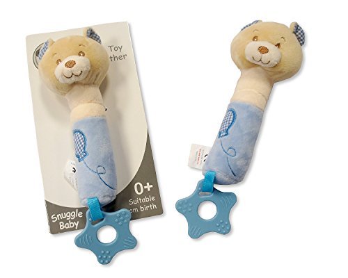 Baby Teether Rattle Soft Toy Gift (Blue) - hanrattycraftsgifts.co.uk