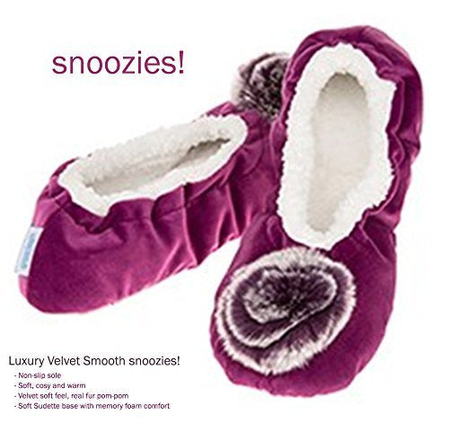 Luxury Purple Velvet Snoozies Ballet Slippers - Ladies (MEDIUM UK 5-6) - hanrattycraftsgifts.co.uk