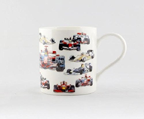 Julia Hook Design Formula 1 Motor Racing Sport Fine China Gift Mug - hanrattycraftsgifts.co.uk
