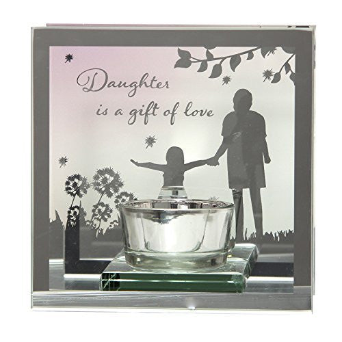 Daughter is a gift of love Reflections from the Heart Mirrored Tealight - hanrattycraftsgifts.co.uk