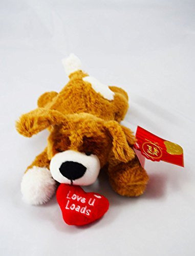 Love You Loads Dog Teddy Brown Valentines Day Soft Toy Cuddly Gift Heart 8" Cute - hanrattycraftsgifts.co.uk