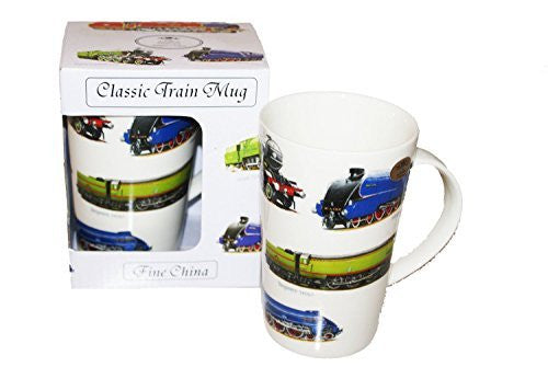 Fine China Latte Mug - Train Design in Gift Box - hanrattycraftsgifts.co.uk