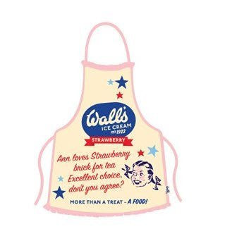 Half Moon Bay Cotton Apron with Frill - Vintage Walls Ice Cream (Ann loves...) retro design - hanrattycraftsgifts.co.uk