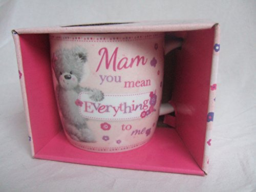 "MAM, You Mean Everything To Me" Pink Teddy Bear Sentimental Mug with Presentation Box - hanrattycraftsgifts.co.uk