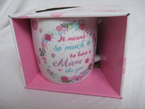 "It Means so Much to have a MAM Like You" Bright Floral Sentimental Mug with Presentation Box - hanrattycraftsgifts.co.uk