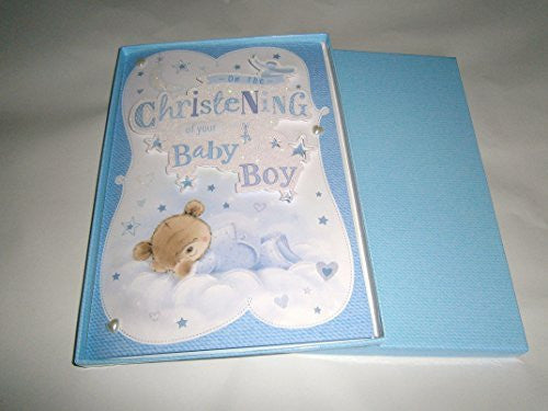 on your christening of your baby boy boxed card - hanrattycraftsgifts.co.uk