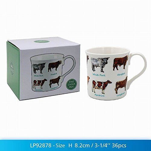 Cow Lovers Multi Breeds Fine China Mug in a Gift Box - hanrattycraftsgifts.co.uk