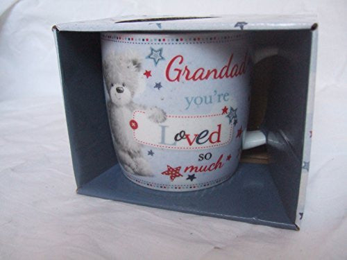 "Grandad, You're Loved so Much" Blue Teddy Bear Sentimental Mug with Presentation Box - hanrattycraftsgifts.co.uk