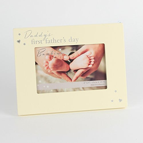 Daddy's First Father's Day Cream Photo Frame with Crystals - 1st fathers day gift - hanrattycraftsgifts.co.uk