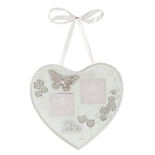 Juliana 25th Silver Wedding Anniversay Heart Shaped Plaque Frame - hanrattycraftsgifts.co.uk