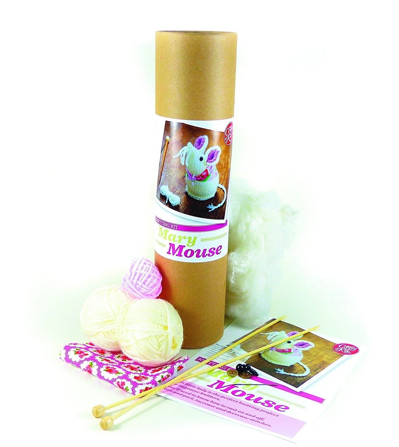 The Crafty Kit Company Knitting Kit Mary Mouse - hanrattycraftsgifts.co.uk
