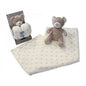 baby Blanket with Teddy Bear in Box cream / brown - hanrattycraftsgifts.co.uk